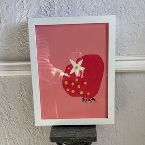 White frame with Strawberry and Ant Print